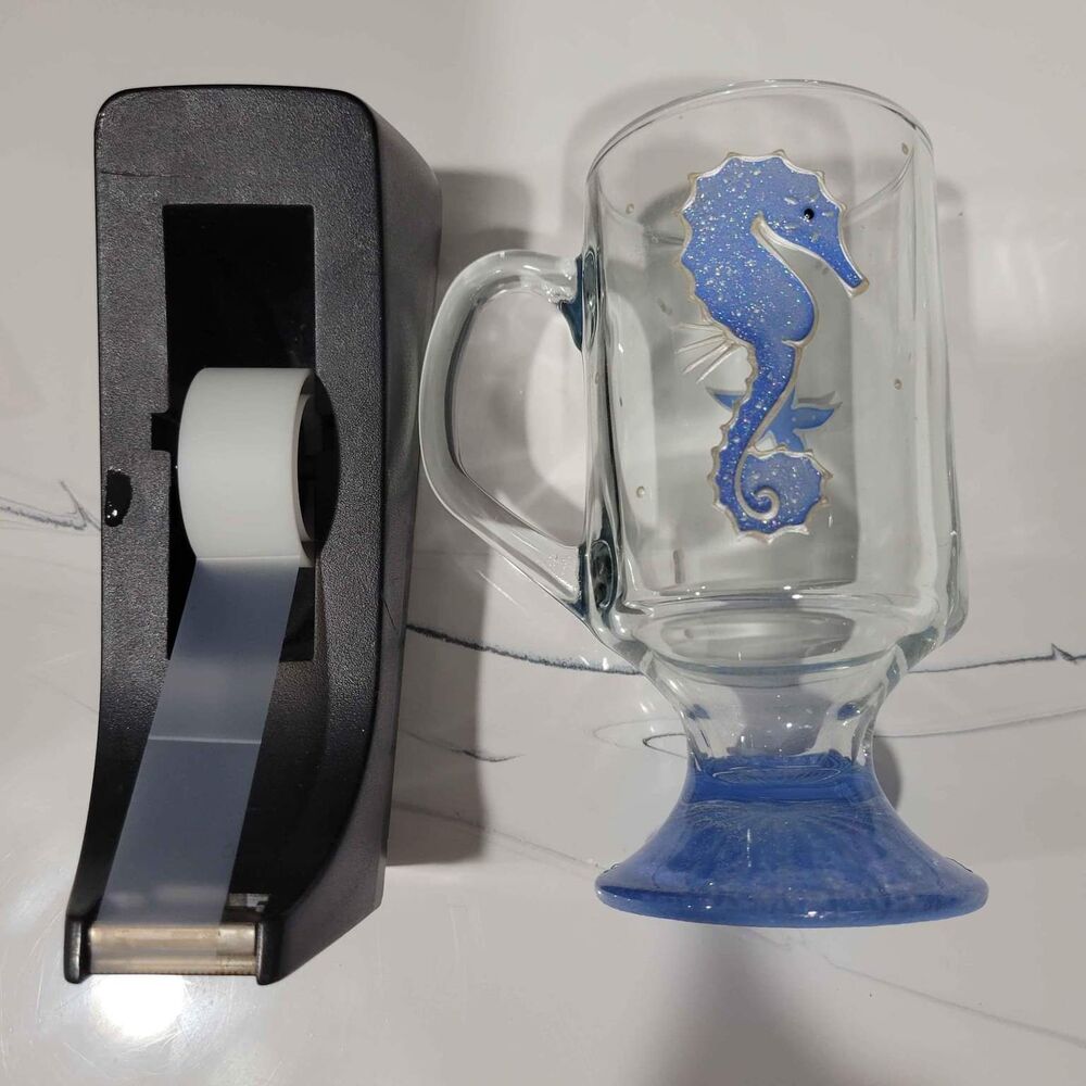 Beautiful Hand Painted glass Sea horse  and shell